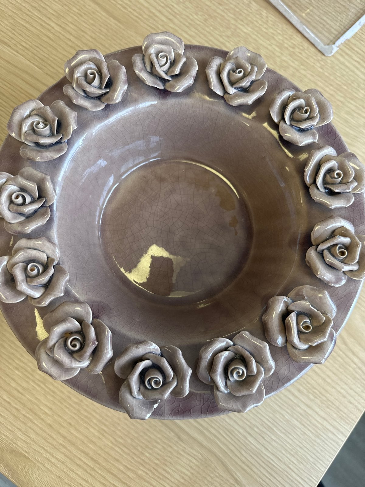 Decoratieve schaal met rozen, PTMd Collection, Huis en Inrichting, Porselein of Keramiek, Schaal, Rond, Ophalen of Verzenden
