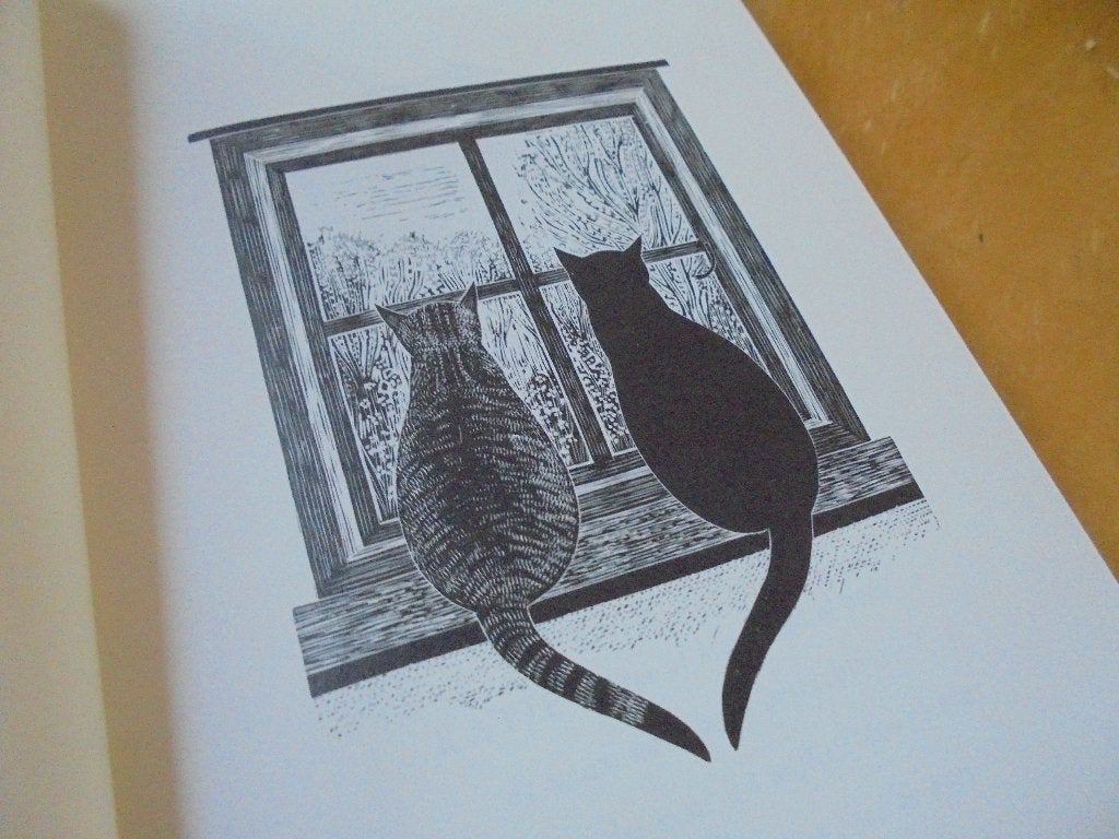 2 x Katten Houtgravures van Yvonne Skargon. Oscar Wilde e.a., Verzenden, Gelezen, Katten
