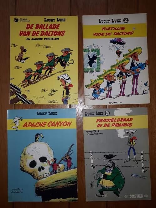 4x Strips Lucky Luke, Boeken, Meerdere stripboeken, Ophalen of Verzenden, Zo goed als nieuw, Morris