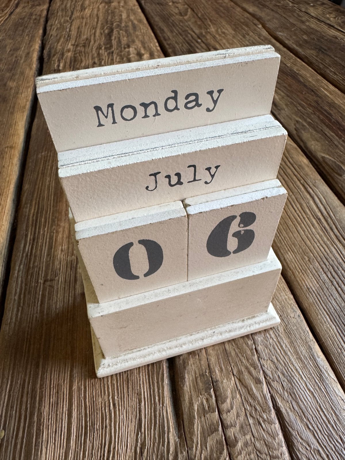 Kalender hout omkeerbaar brocante, Ophalen of Verzenden