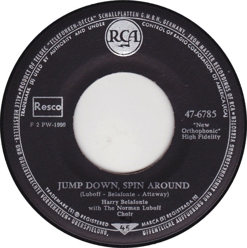 Harry Belafonte -  Jump Down Spin Around/Fifteen (2 Singles), Cd's en Dvd's, Latin en Salsa, Gebruikt, 7 inch, Ophalen of Verzenden
