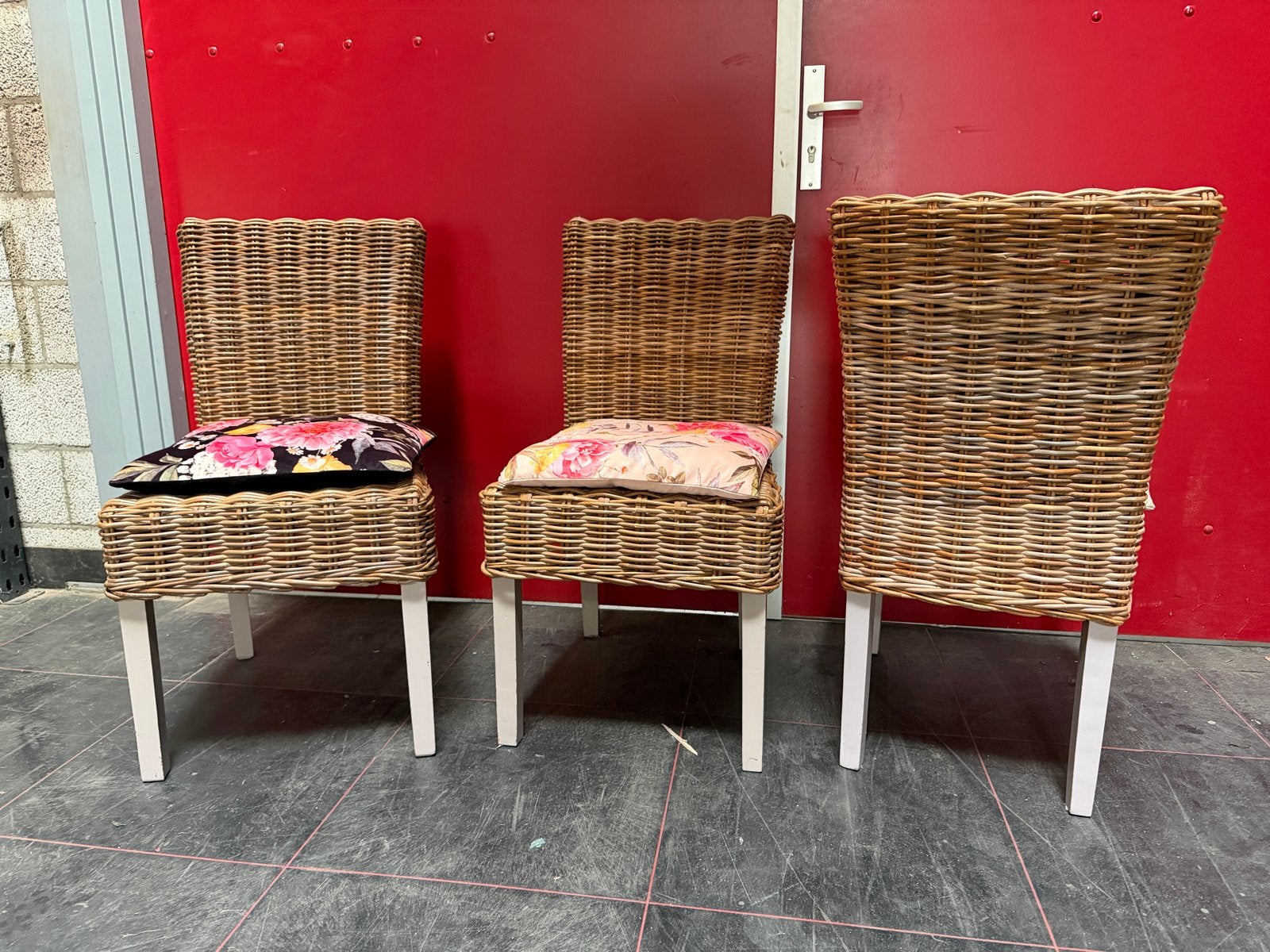 Set van 6 rotan stoelen met kussens, Ophalen, Gebruikt, Overige kleuren, Riet of Rotan
