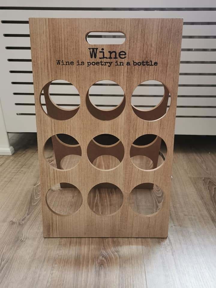 Leuk houten wijnrek ''Wine is poetry in a bottle'' Wijn rek, Ophalen, Nieuw, Hout, 5 tot 15 flessen