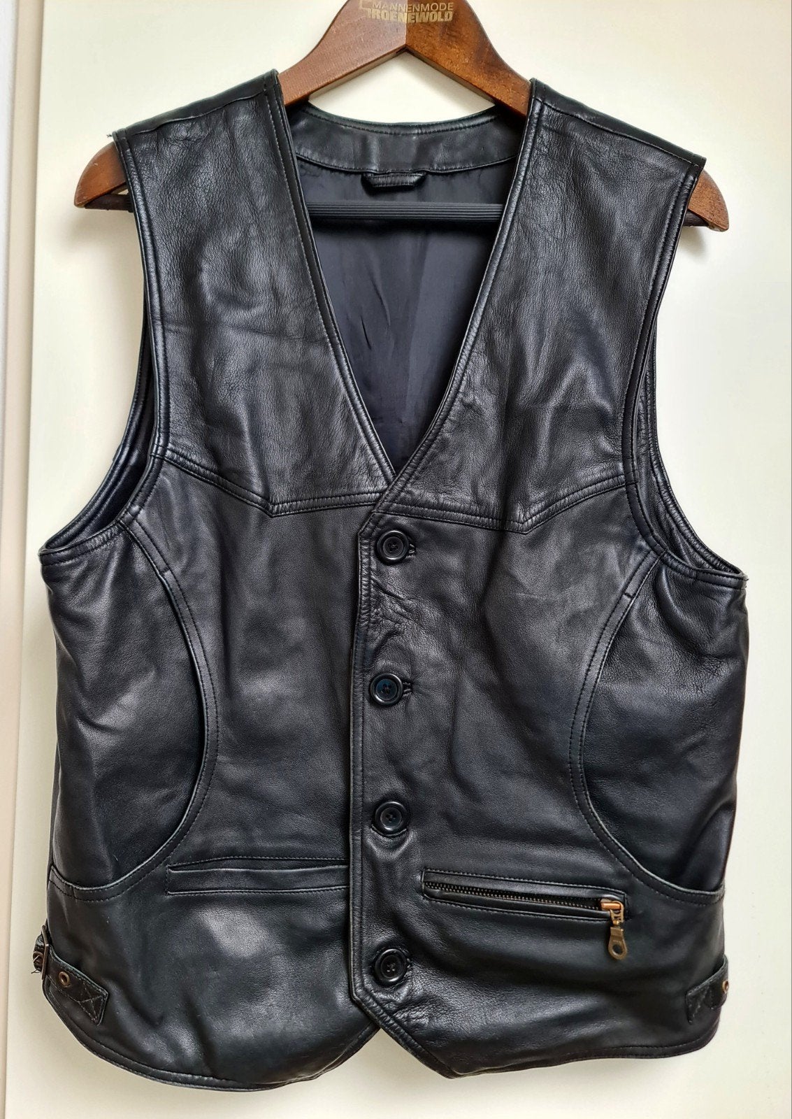 Zwart leren Biker vest / gilet country vest origineel top M, Ophalen, Gedragen, Onbekend