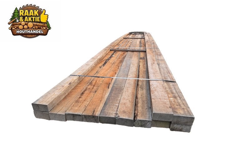 12 Hardhouten Balken 5x10 cm / 6.45 meter lang - nr: HB75