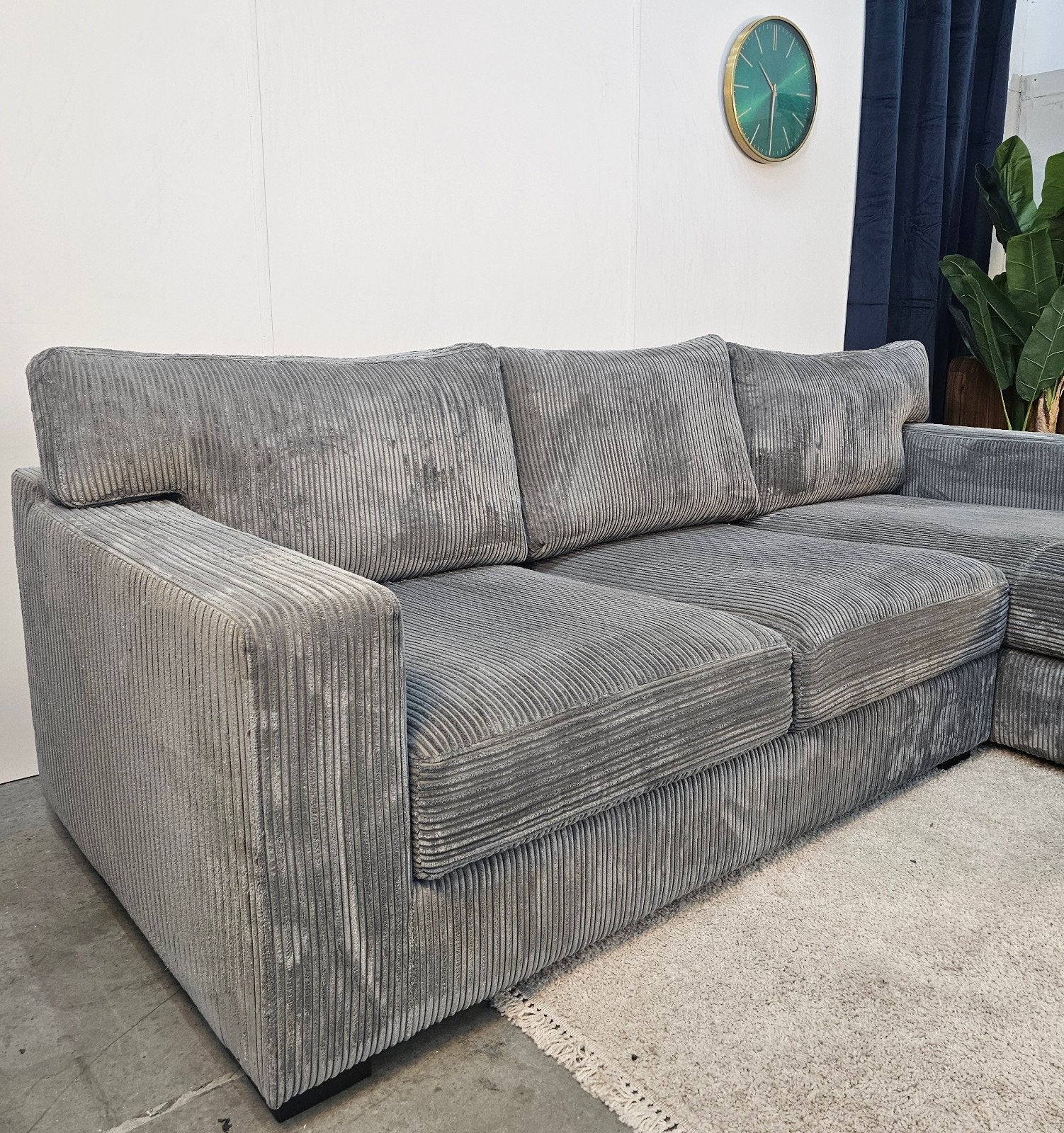 Rib Hoekbank Grijs Ribstof - Professioneel Gereinigd, Ophalen of Verzenden, Tweelingenlaan 106, Stof, Nijhof Brothers Furniture