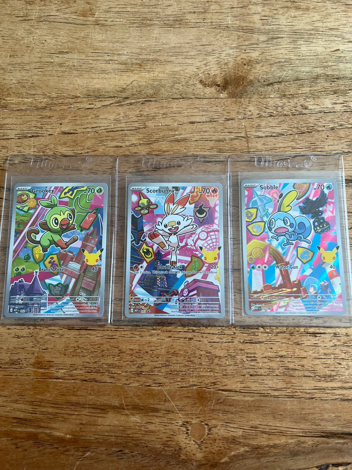 Pokémon Celebrations Full Art Promos Grookey Scorbunny Sobbl, Ophalen of Verzenden, Zo goed als nieuw, Meerdere kaarten