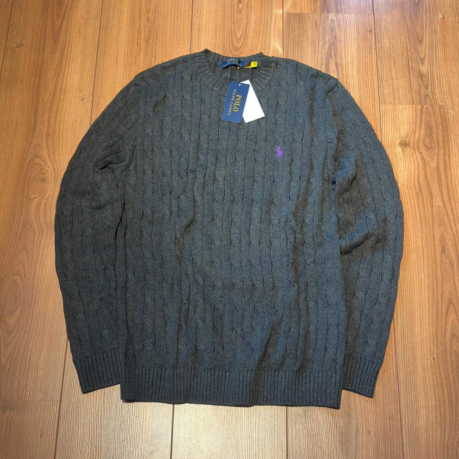 Polo Ralph Lauren Gray Knit Sweater | Maat M, Kleding | Heren, Grote Maten, Ophalen of Verzenden, Zo goed als nieuw, Grijs, Trui of Vest