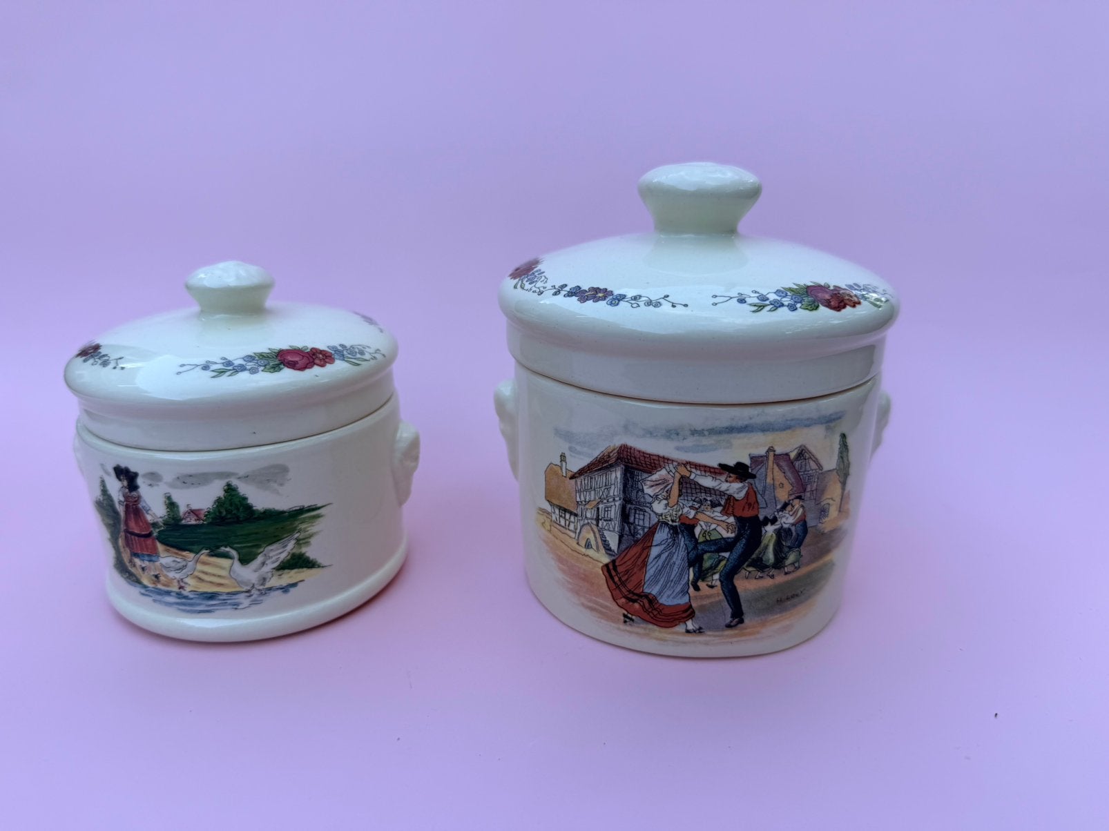 Set van 2 vintage Sarreguemines "Obernai" bewaarpotten, Ophalen of Verzenden