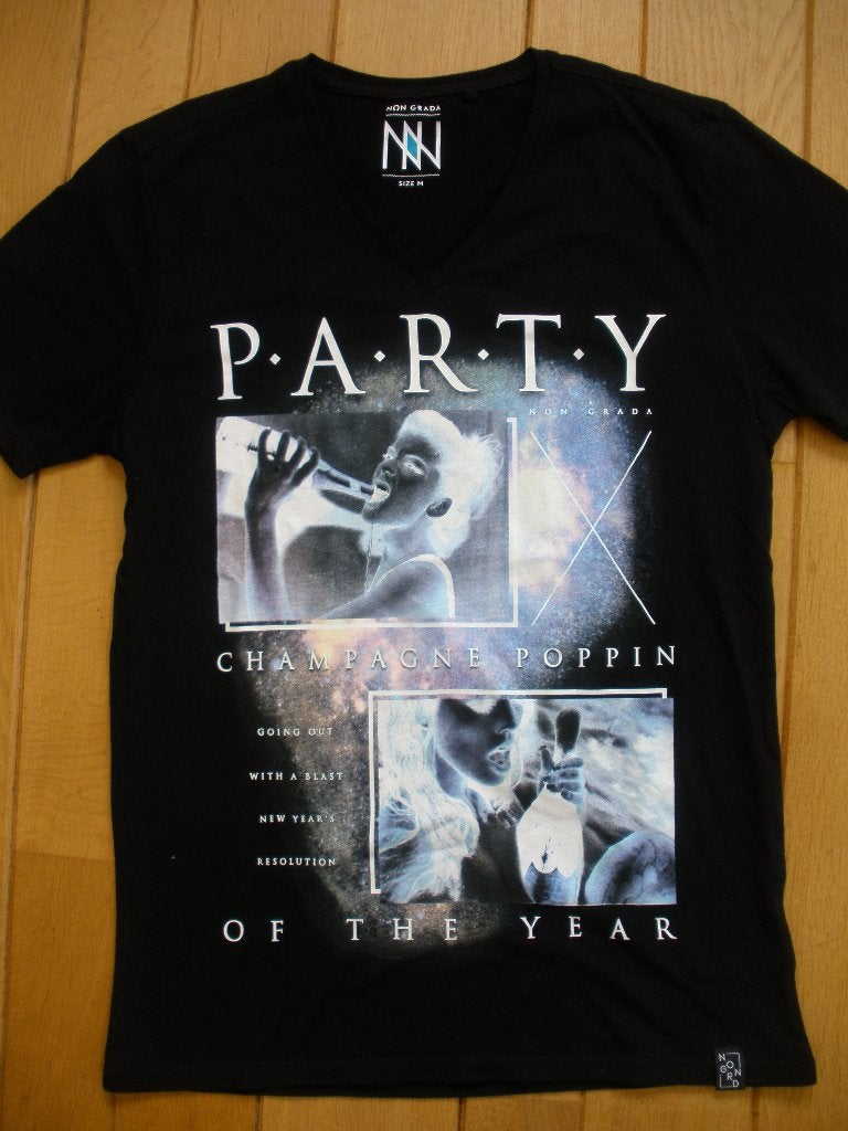 NON GRADA t- shirt zwart met PARTY print maat M - nieuw -, Maat 48/50 (M), Zwart, Nieuw, Ophalen of Verzenden