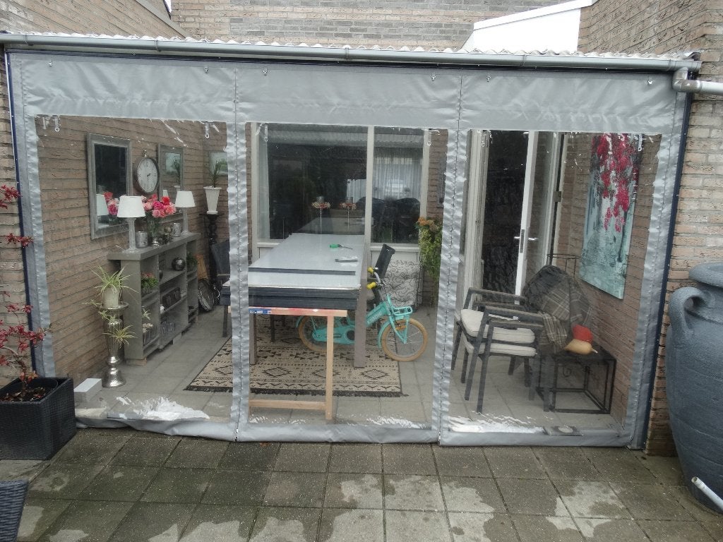 2 x Verandazeil  1 x 348 cm en 1 x 162 cm, Ophalen, Gebruikt, Veranda