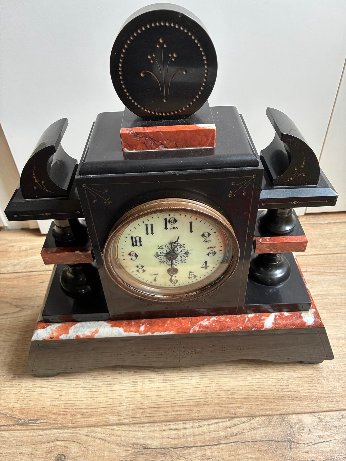 Antieke pendule klok met marmeren accenten, Ophalen