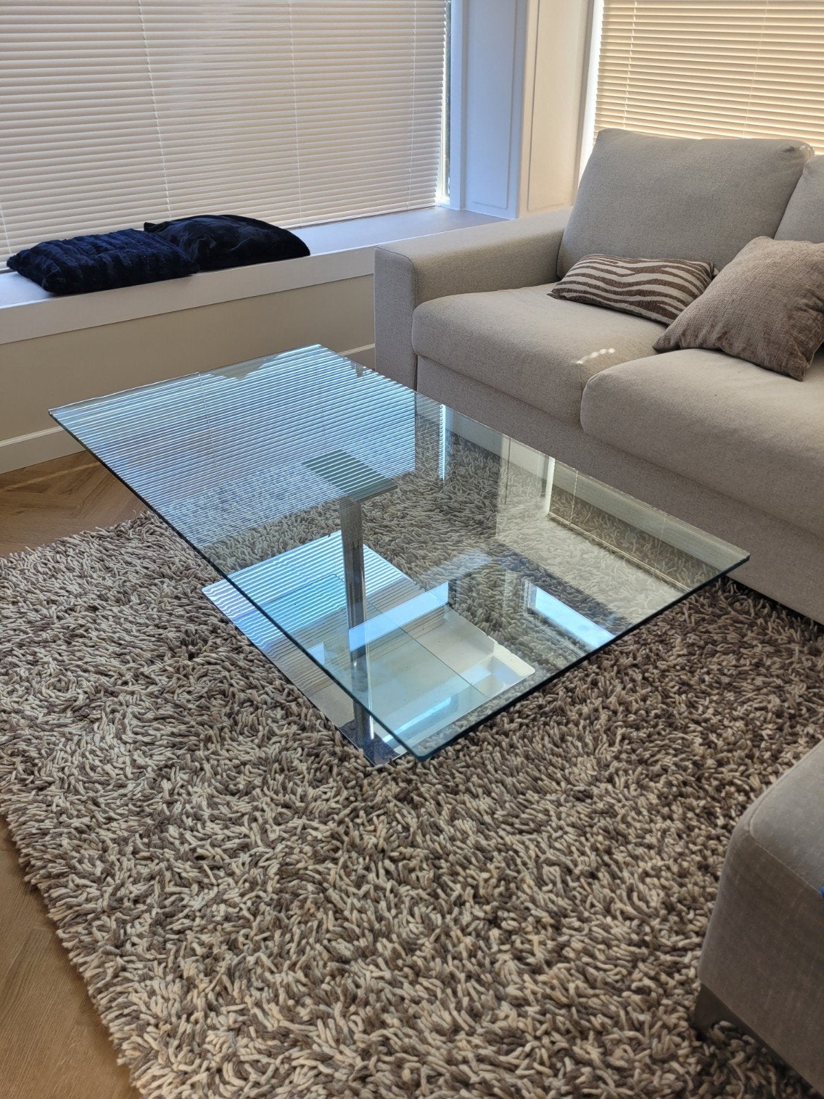 Luxe Tonelli Farniente Glazen Koffietafel, Huis en Inrichting, Tafels | Salontafels, Ophalen, 100 tot 150 cm, 50 tot 100 cm, Zo goed als nieuw