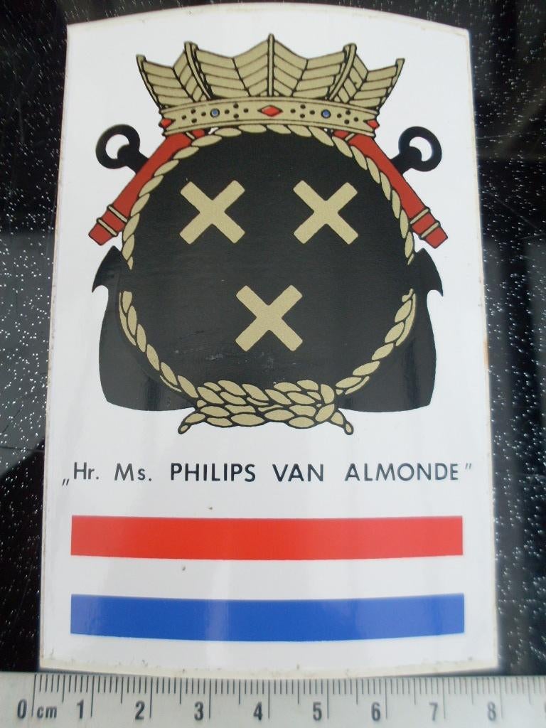 sticker Hr. Ms. philips van almonde logo embleem schip leger, Verzenden, Zo goed als nieuw, Bedrijf of Vereniging