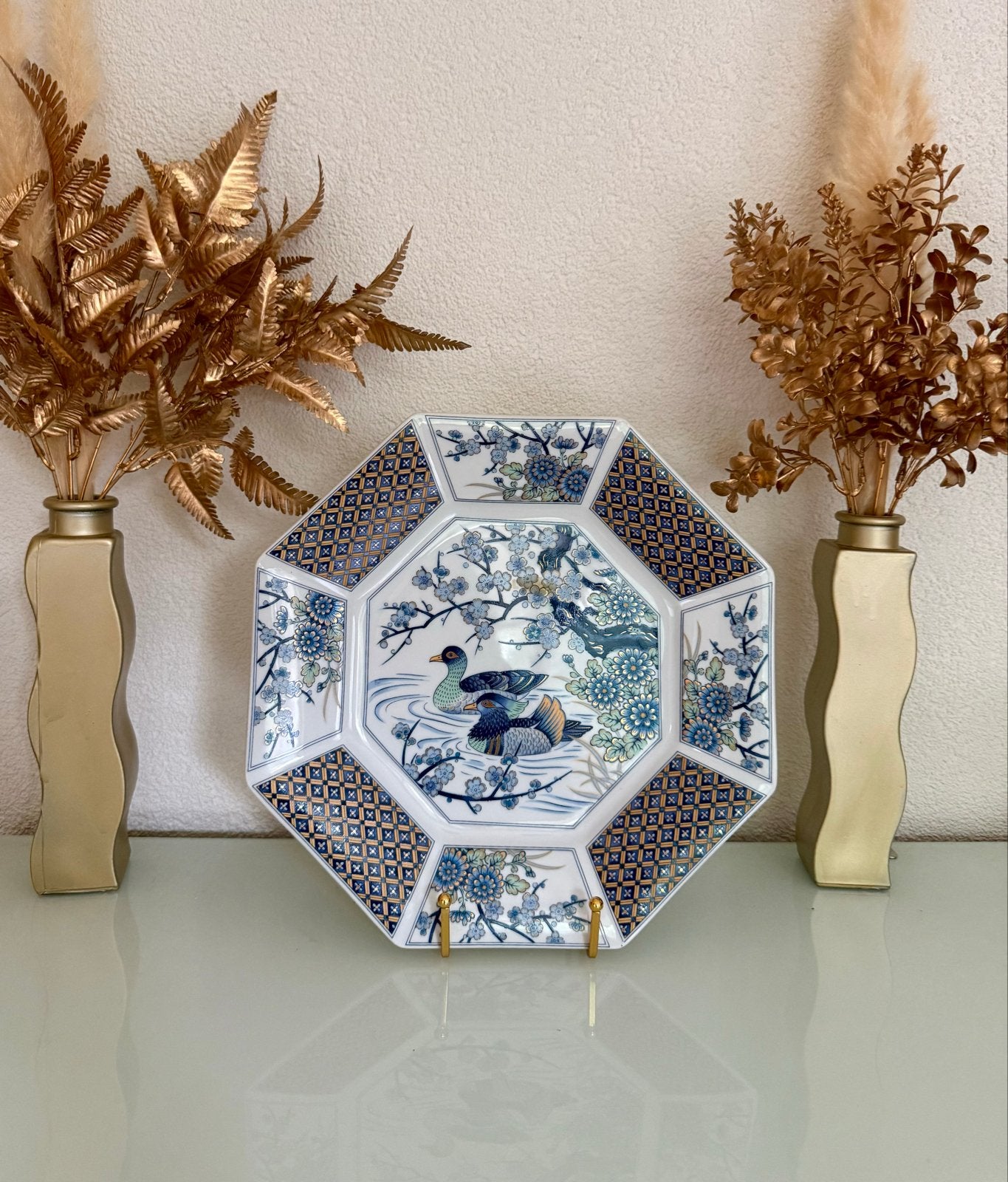 Octagonaal Japans Imari Porseleinen Bord, Ophalen of Verzenden