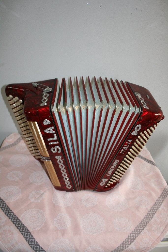 Sila Camerano Knop Accordeon 3 Korig 120 bas B-griff, Met koffer, Zo goed als nieuw, Knopaccordeon, 120-bas