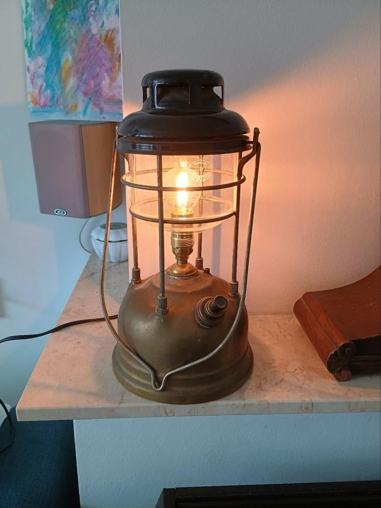 Tilley lamp petroleum vergasser omgebouwd naar 220V lamp, Ophalen, Gebruikt, Vintage, Industrieel, Retro