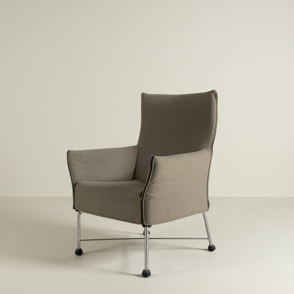Montis Charly Fauteuil Taupe Stof - Aluminium (Op Doppen), Niet ingevuld, Zo goed als nieuw, Niet ingevuld, Niet ingevuld