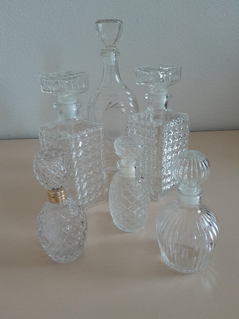 Diverse glazen karaffen met stop., Ophalen of Verzenden
