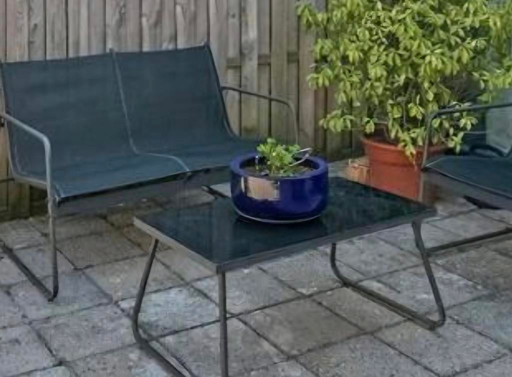 Tuinset bistroset metaal frame kunststof bekleding, Ophalen of Verzenden, Zo goed als nieuw