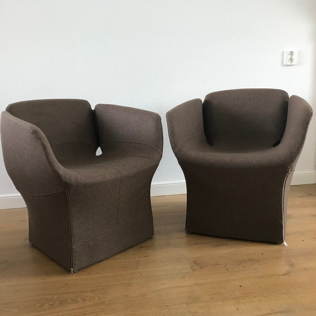 2 IZGS Moroso Bloomy design fauteuil stoel modern bruin, Huis en Inrichting, Fauteuils, Ophalen, 75 tot 100 cm, Zo goed als nieuw
