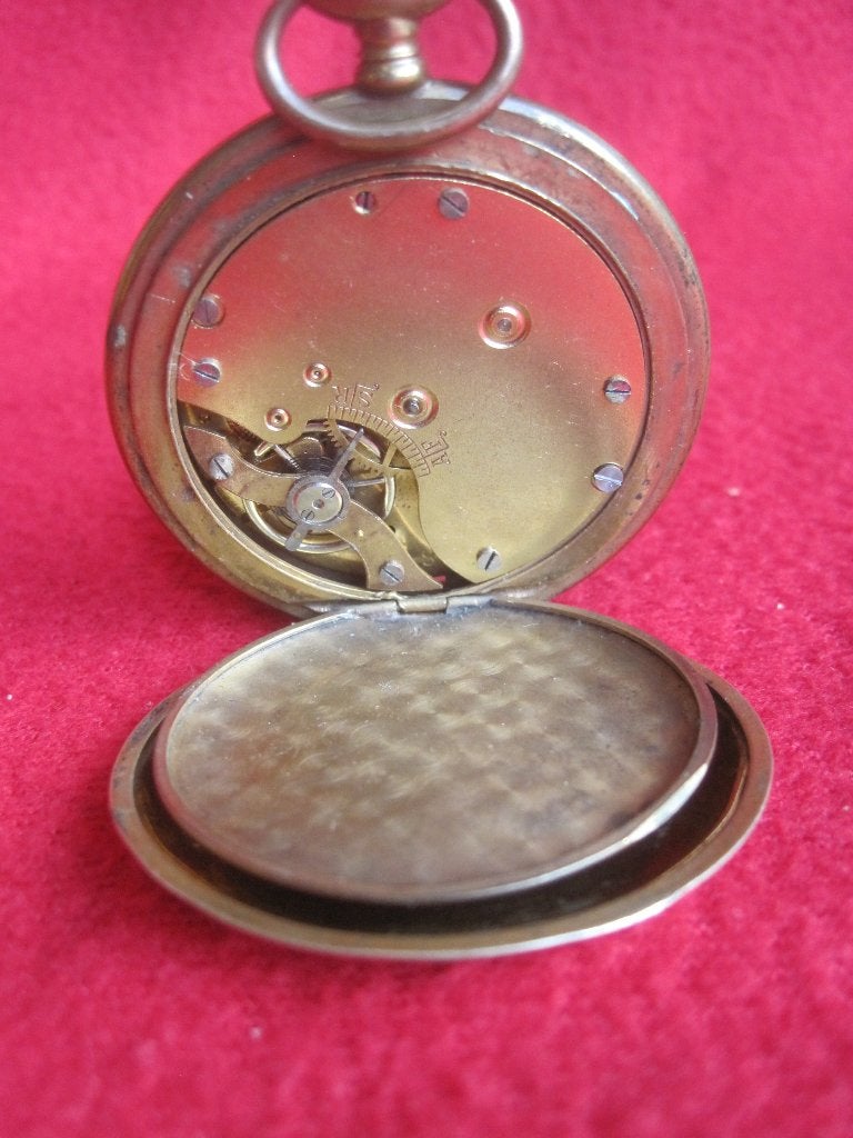 Antiek verguld zakhorloge., Overige merken, Overige materialen, Zakhorloge, Verguld