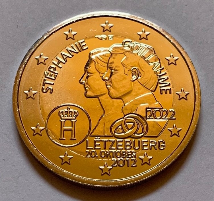 2 Euro Luxemburg 2022 BU (Huwelijk) met muntteken, Postzegels en Munten, Munten | Europa | Euromunten, Verzenden, Luxemburg, 2 euro