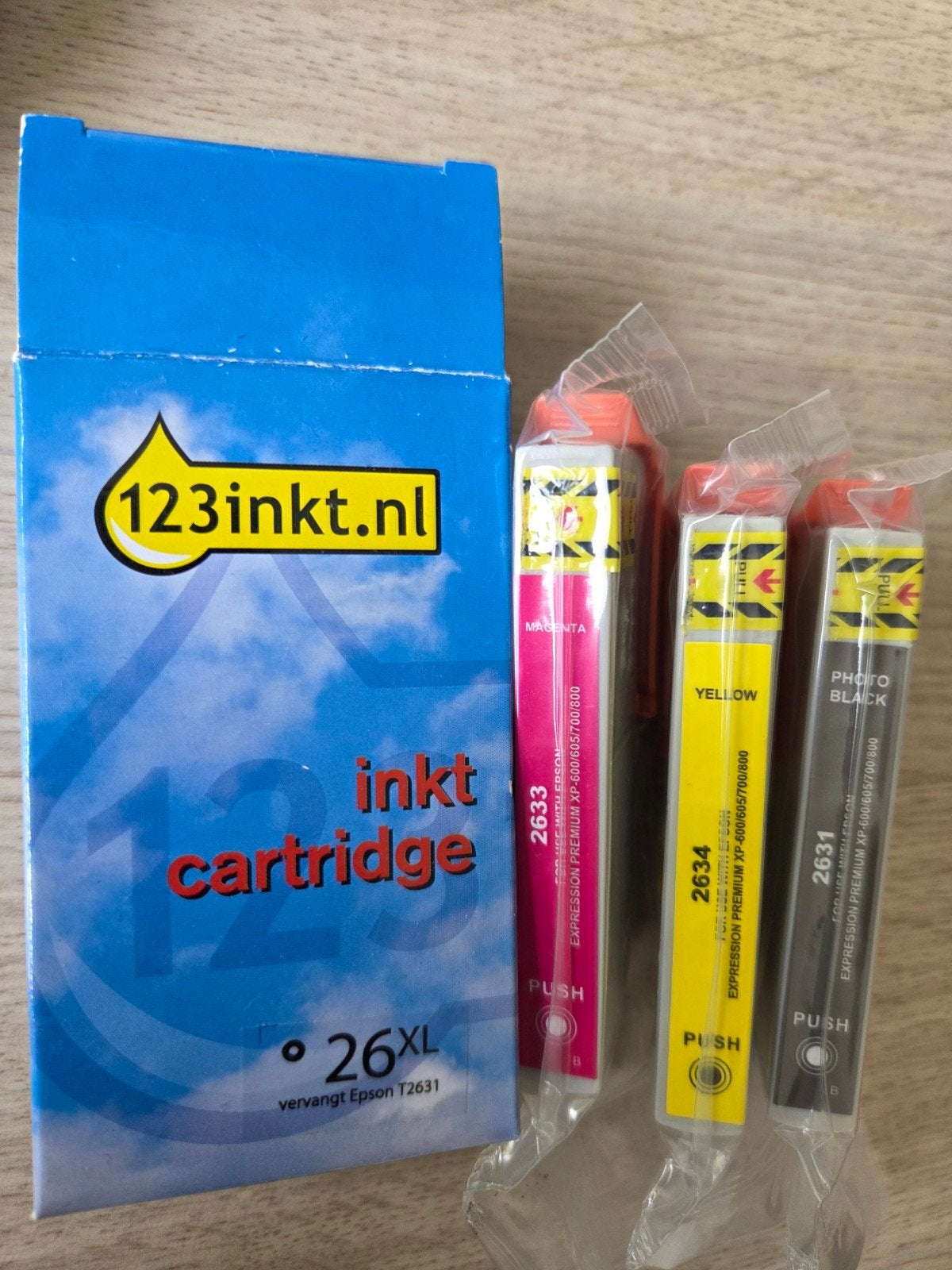 123inkt Inktcartridges 26XL (vervangt Epson T2631), Kleur printen, Inkjetprinter, All-in-one, Nieuw