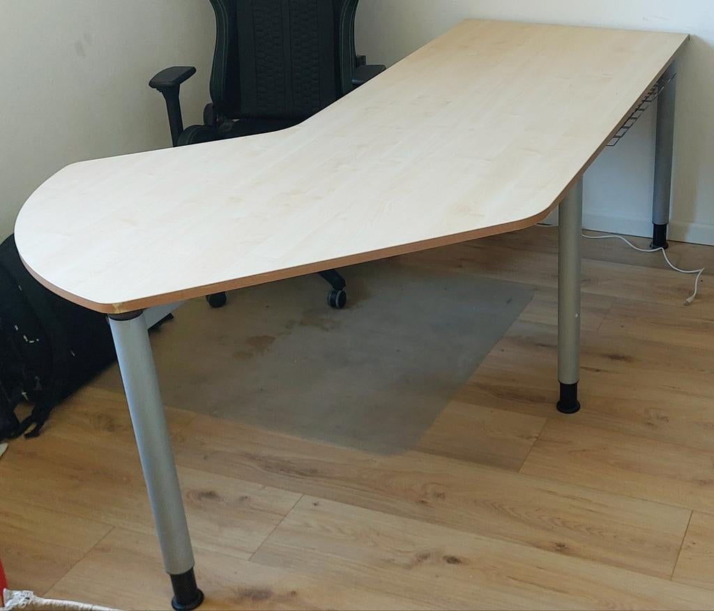 Bureau met bocht/hoek, Huis en Inrichting, Bureaus, Ophalen, Demontabel, Gebruikt, Hout
