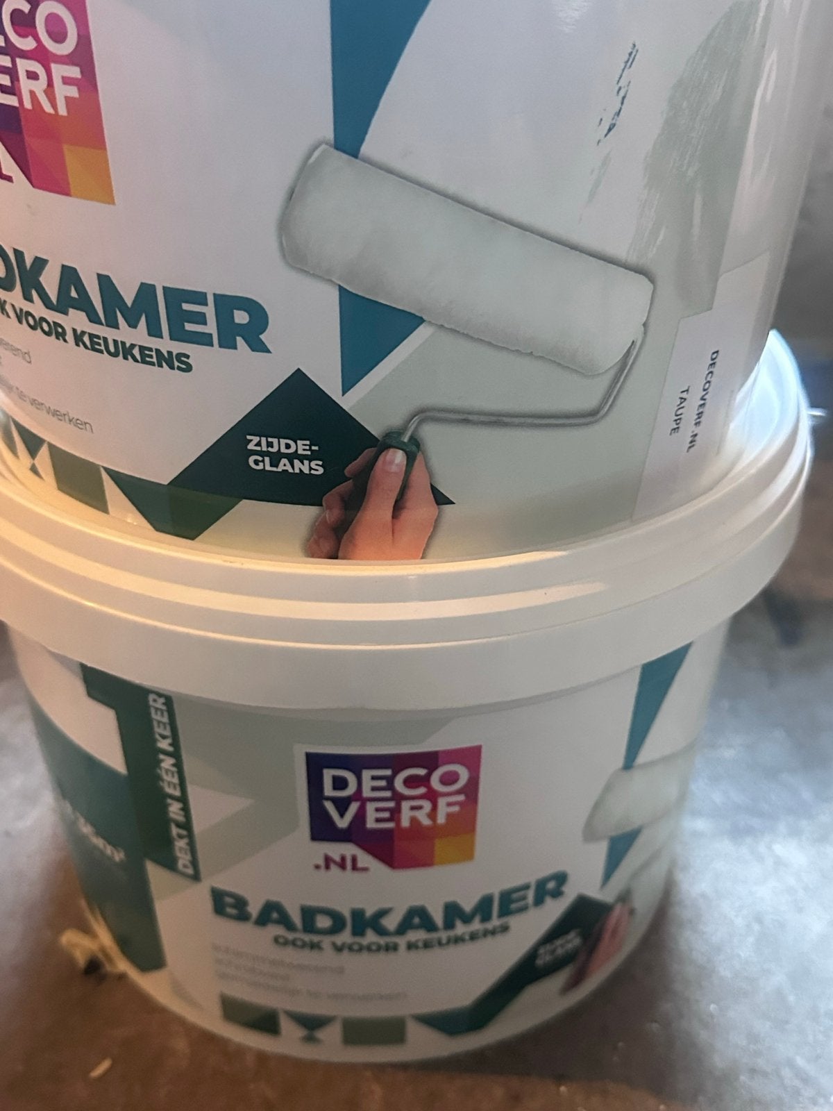 Deco Verf Badkamerverf Taupe - 4L Zijdeglans, Ophalen, Overige kleuren, Nieuw, Verf