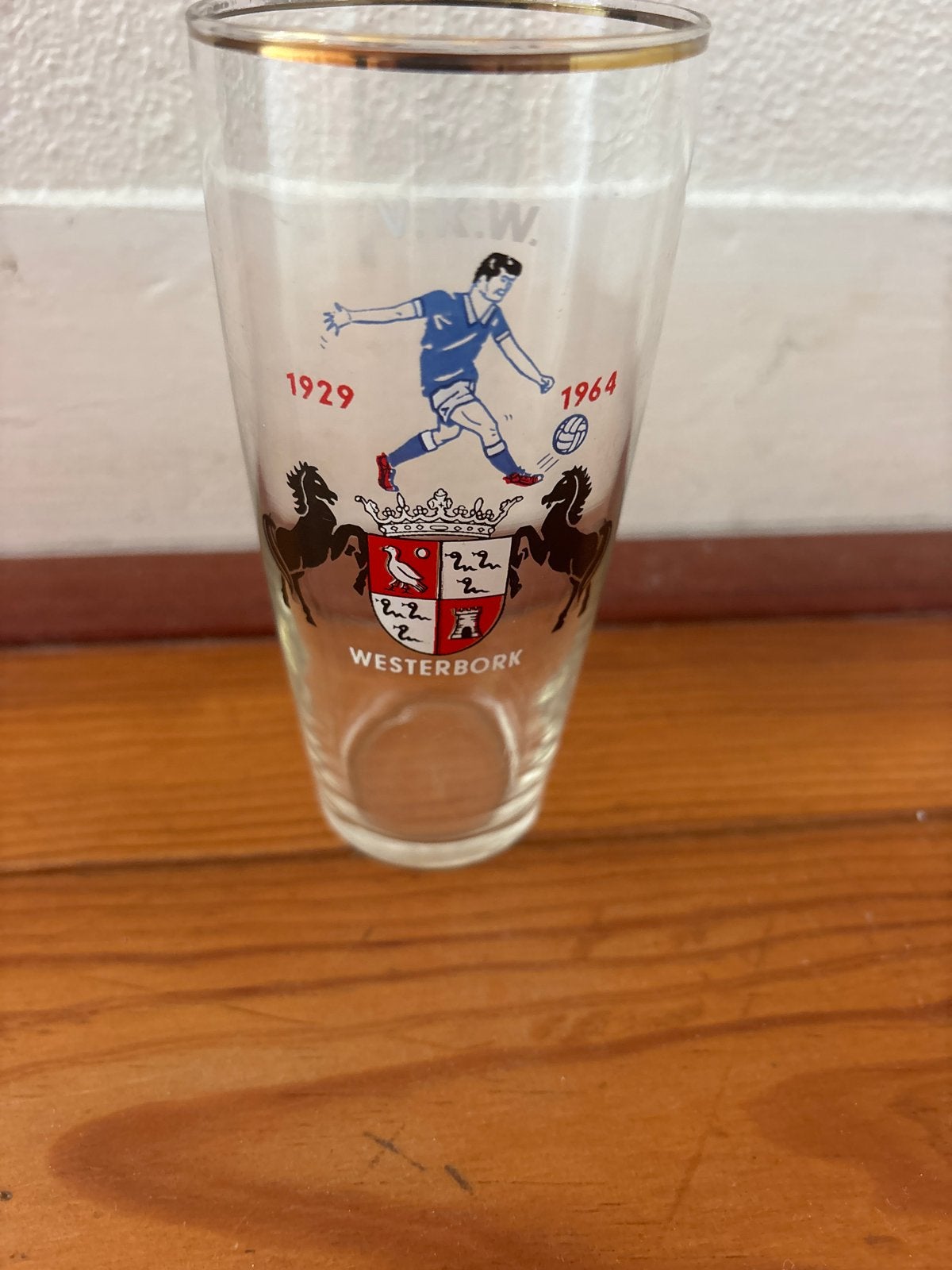 V.K.W. Westerbork Voetbal Glas 1929-1964, Antiek en Kunst, Ophalen of Verzenden