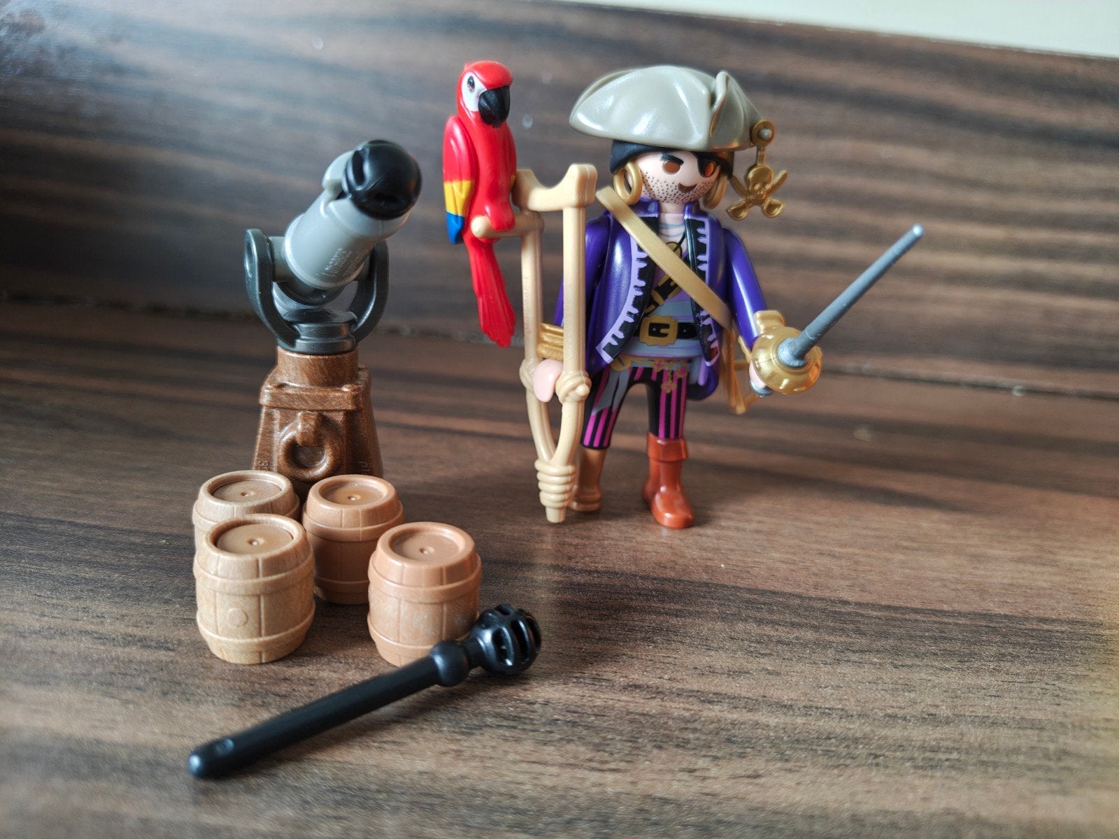114. playmobil 6684 Piraat met kanon en papegaai - Compleet, Pirates, Complete set, Ophalen of Verzenden, Zo goed als nieuw
