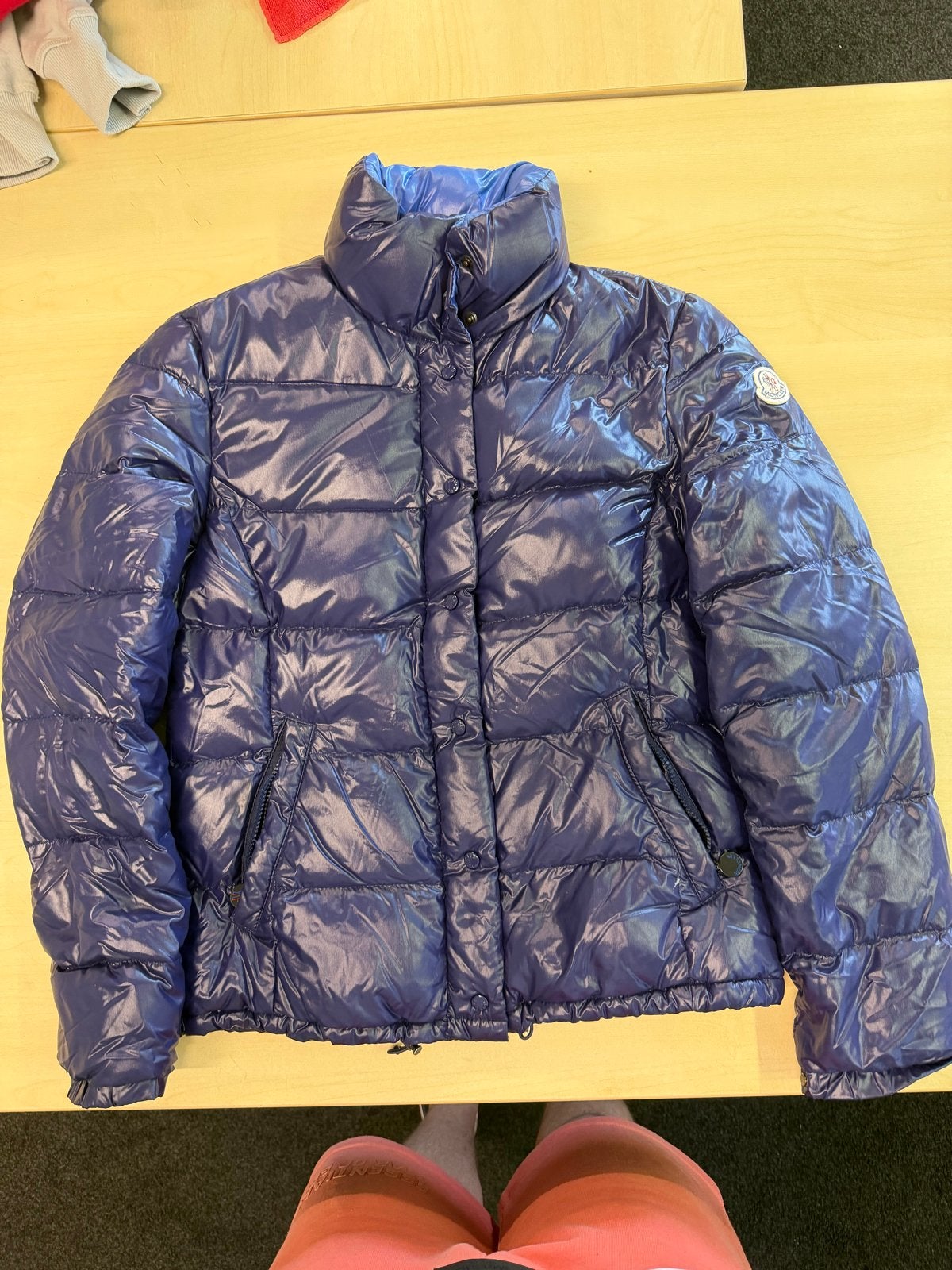 Moncler Puffer Jas Dames Maat M - Glanzend Blauw, Kleding | Dames, Jassen | Winter, Ophalen of Verzenden, Zo goed als nieuw, Maat 38/40 (M)