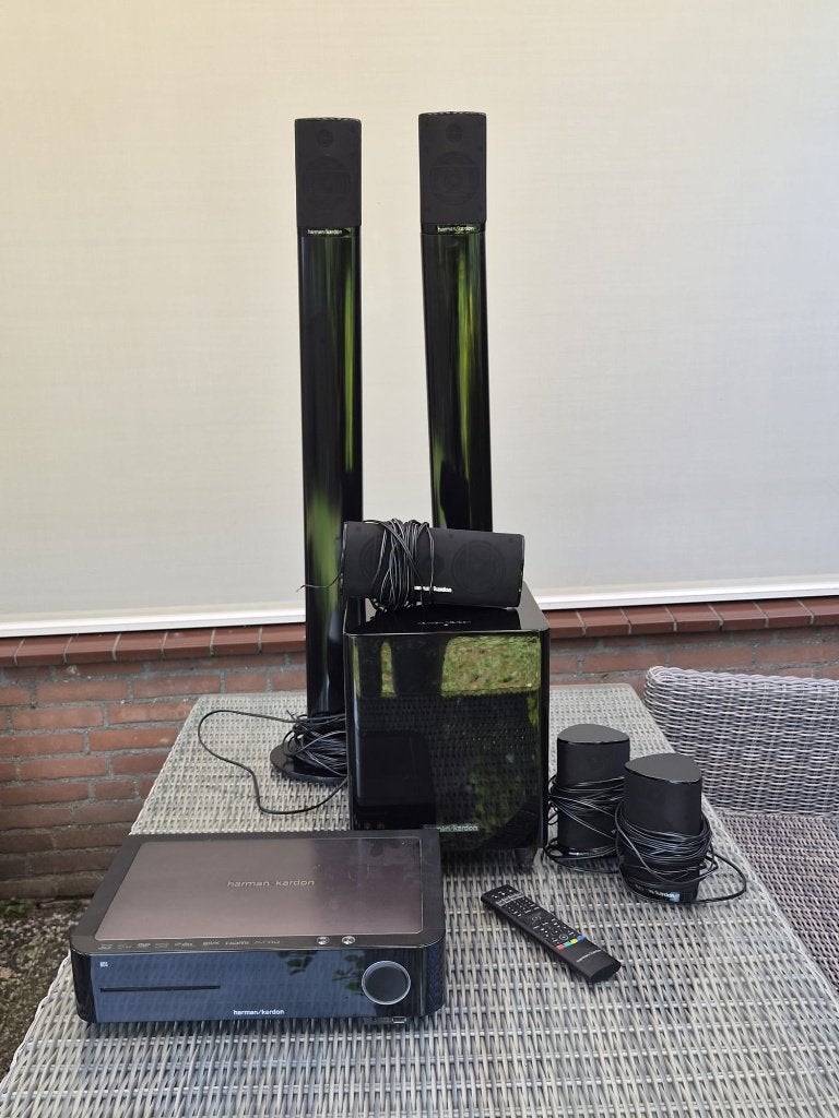 Harman Kardon BDS 570 + HKTS-speakerset (satellieten + sub), Gebruikt, Blu-ray-speler, 70 watt of meer, 5.1-systeem