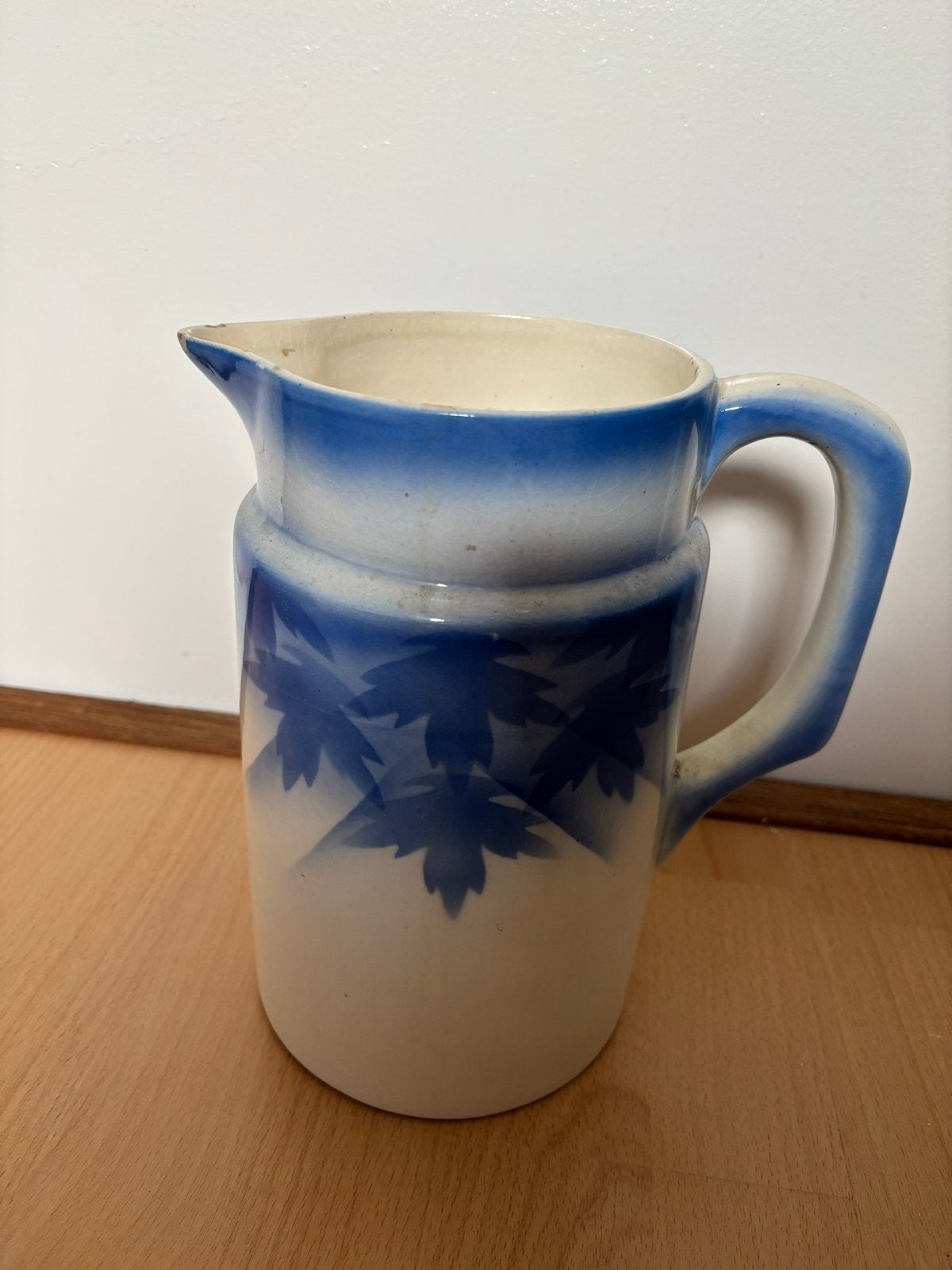 Vintage Chodziez kan met blauw bladmotief, Ophalen of Verzenden