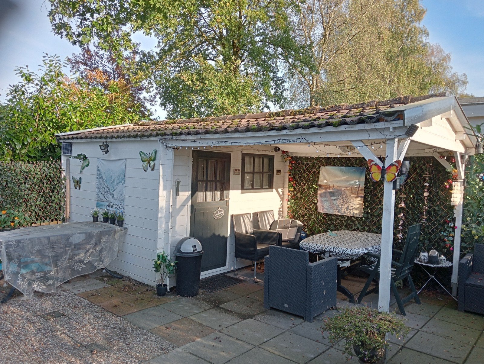 Tuinhuis met overkapping, Tuin en Terras, Tuinhuis, 250 tot 500 cm, Ophalen of Verzenden, 1 raam
