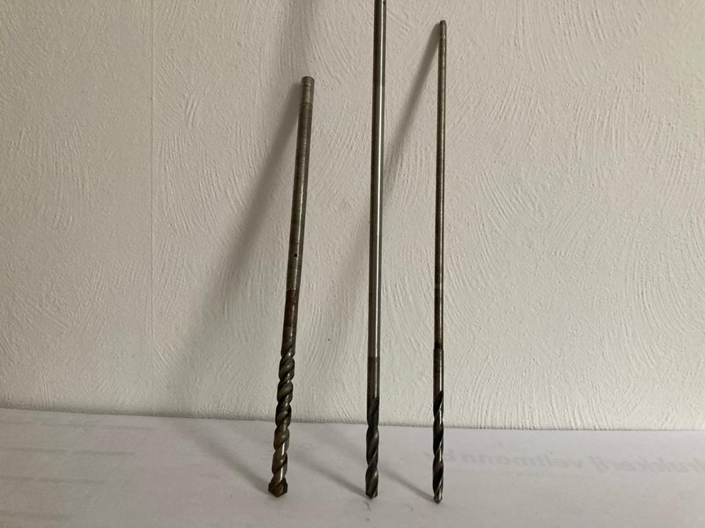 Set van 2 ijzerboren en 1 steenboor., Doe-het-zelf en Verbouw, Gereedschap | Boormachines, Gebruikt, Overige typen, Ophalen of Verzenden