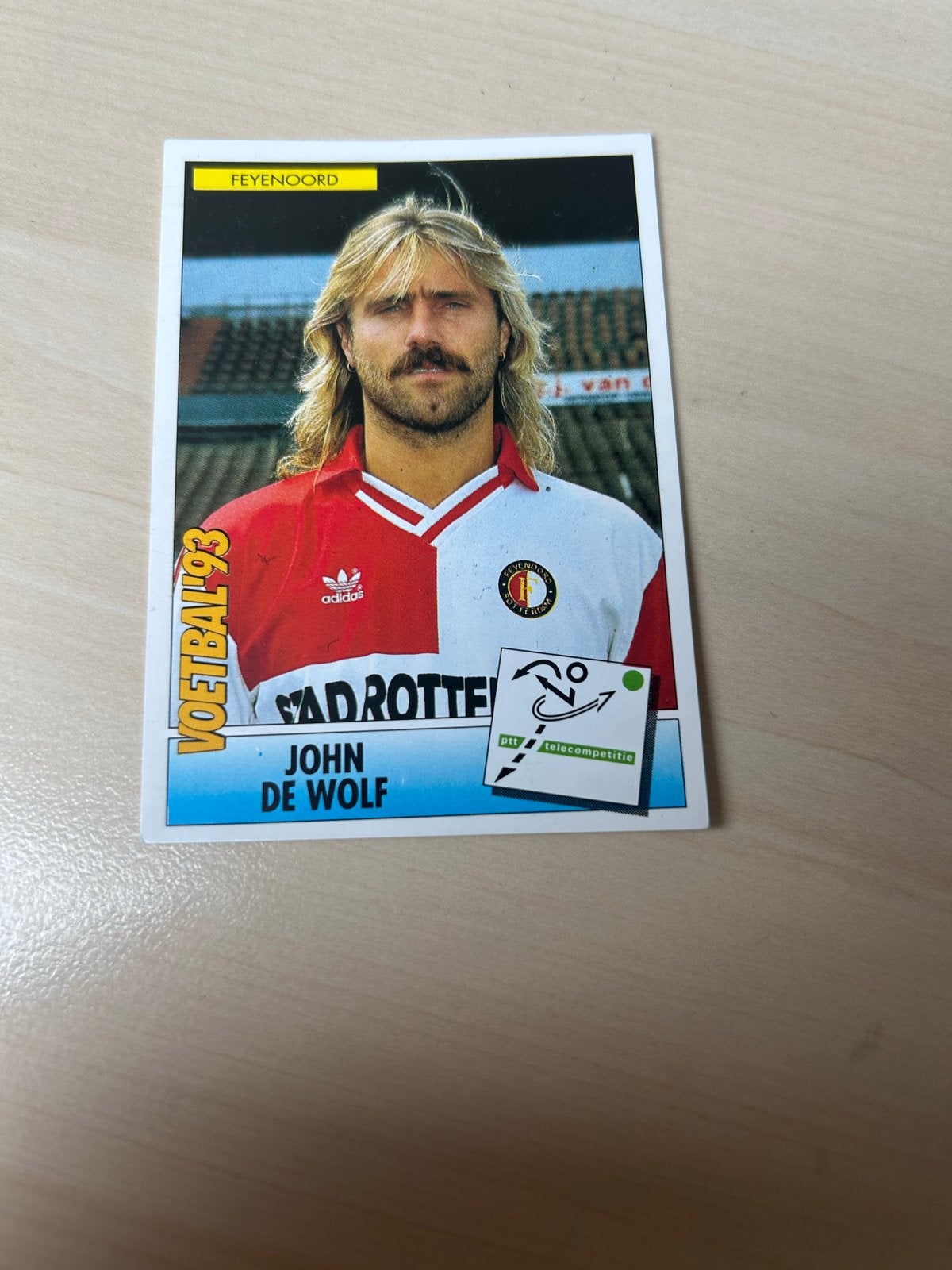 John de Wolf Voetbal '93 Panini plaatje Feyenoord, Ophalen of Verzenden, Zo goed als nieuw, Sticker
