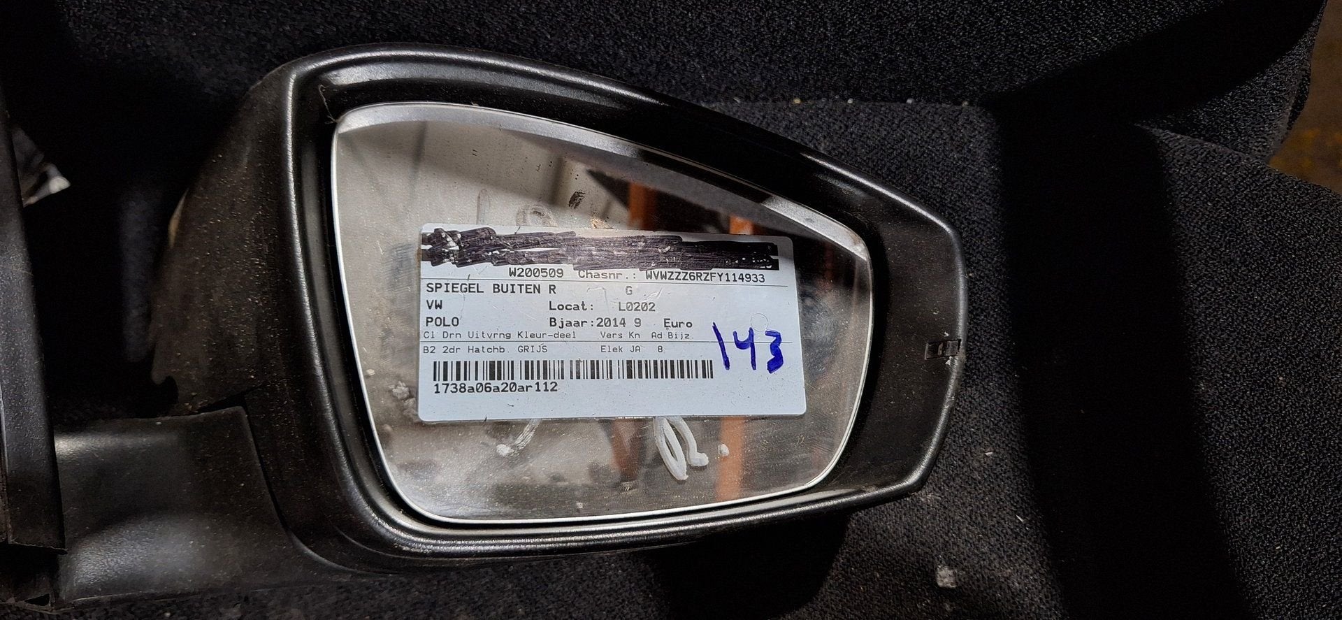 Originele Volkswagen Polo (6R/6C) Buitenspiegel Rechts (Pass, Gebruikt, -, -, Ophalen of Verzenden