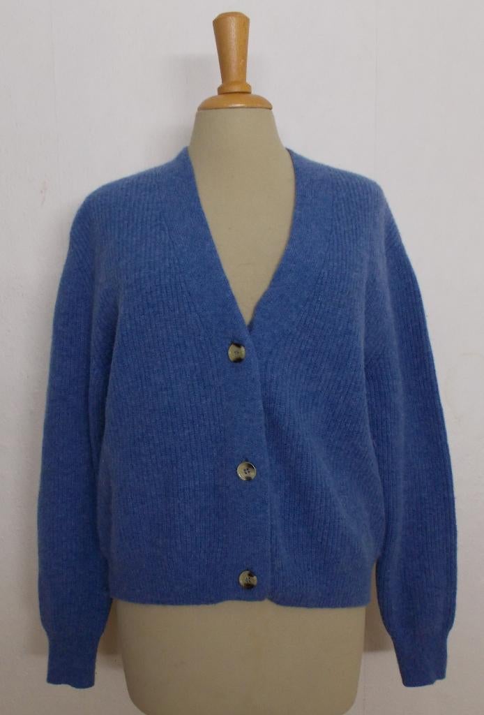 Zacht/soepel 100% soft wol blauwe cardigan van ANNA! XL, Verzenden, Zo goed als nieuw, Maat 46/48 (XL) of groter, Blauw