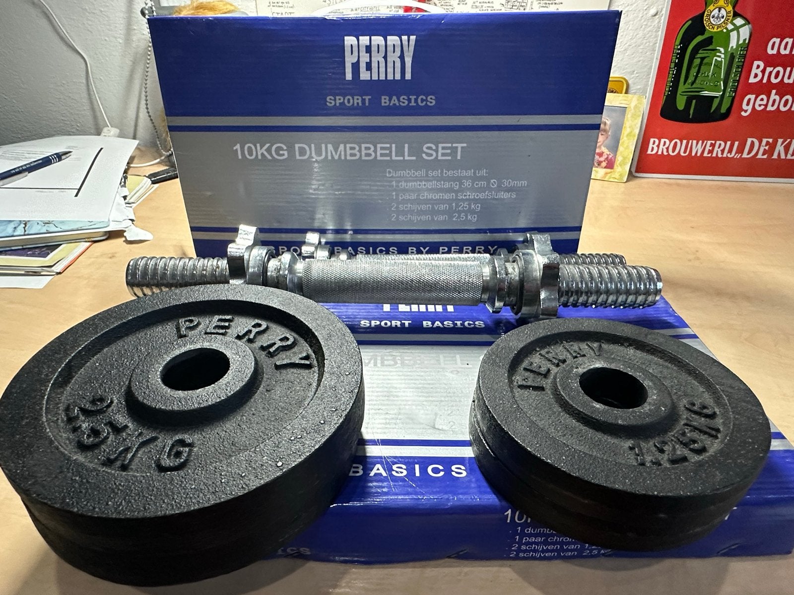 Perry Sport Basics 10KG Dumbbell Set 2x, Sport en Fitness, Fitnessmaterialen, Zo goed als nieuw, Dumbbell, Armen, Ophalen of Verzenden