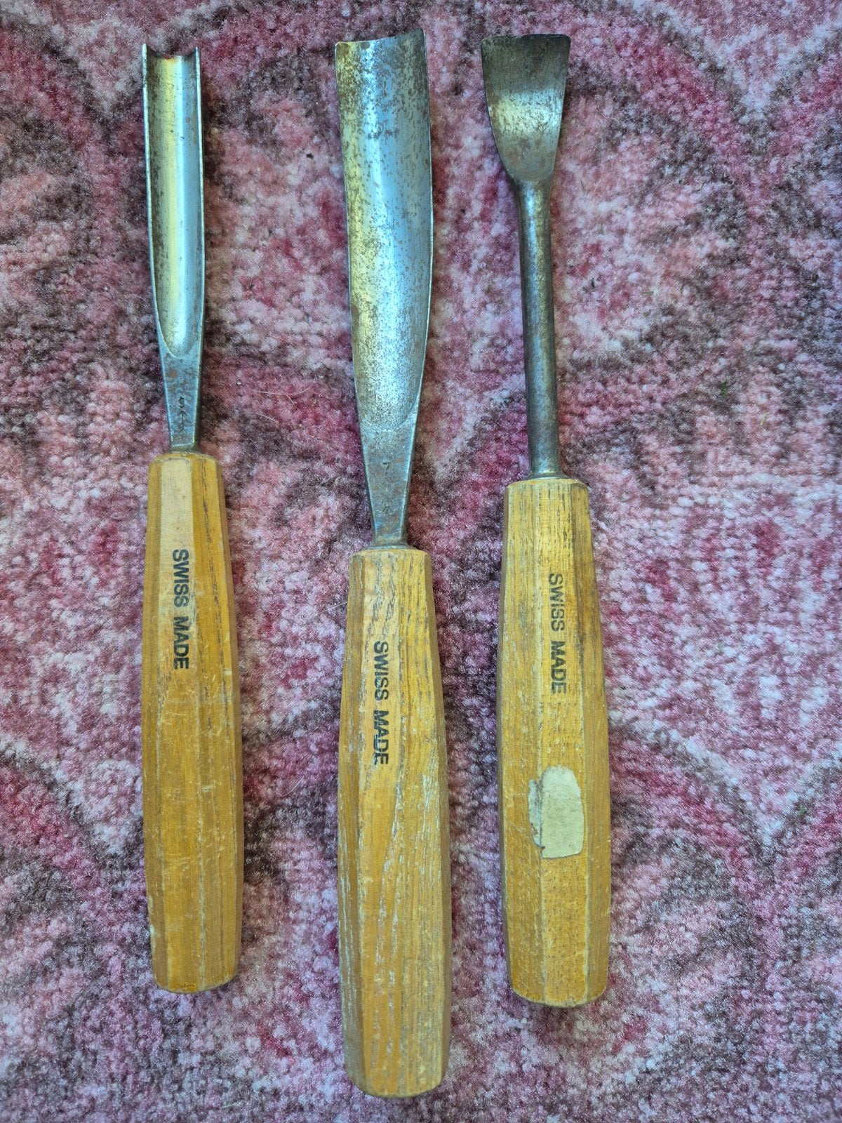 Set van 3 Zwitserse houtsnijbeitels - Swiss Made, Ophalen of Verzenden, Gebruikt, Beitel