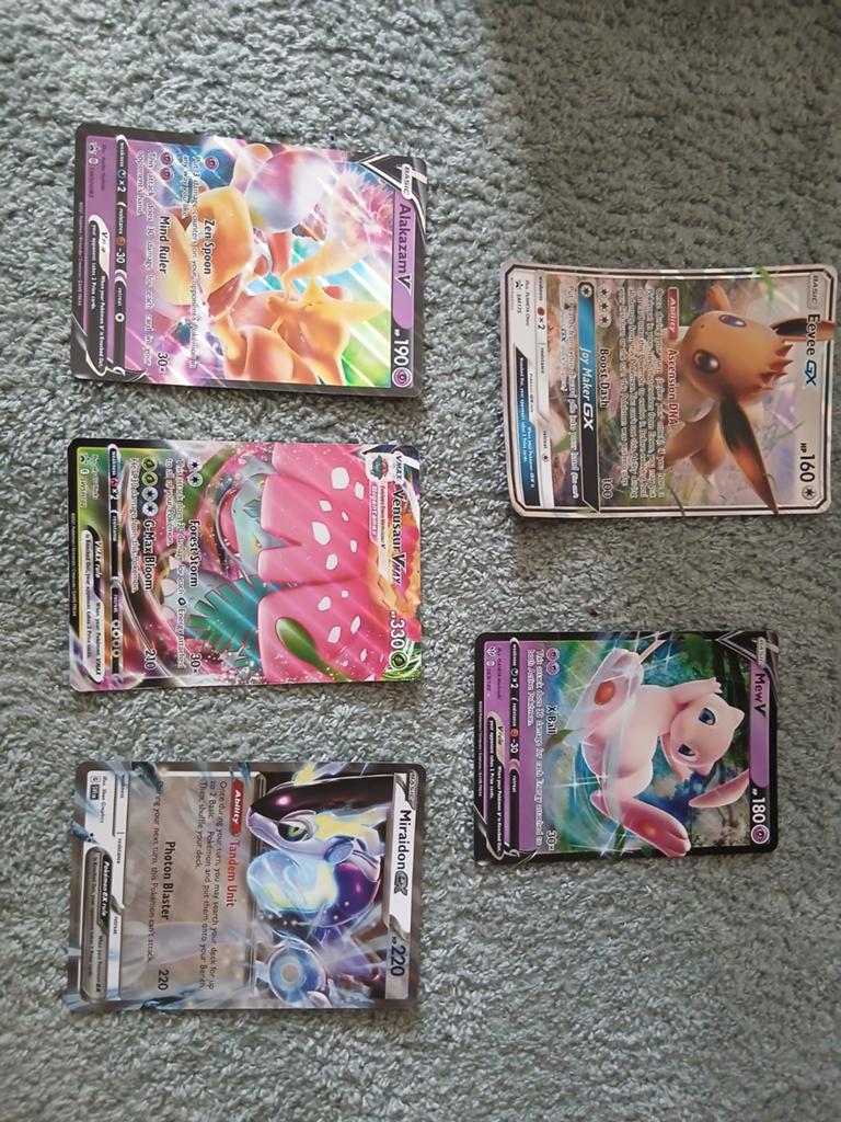 Pokémon kaarten V, VMAX, GX - Alakazam, Eevee, Mew, Miraidon, Ophalen of Verzenden, Zo goed als nieuw, Meerdere kaarten