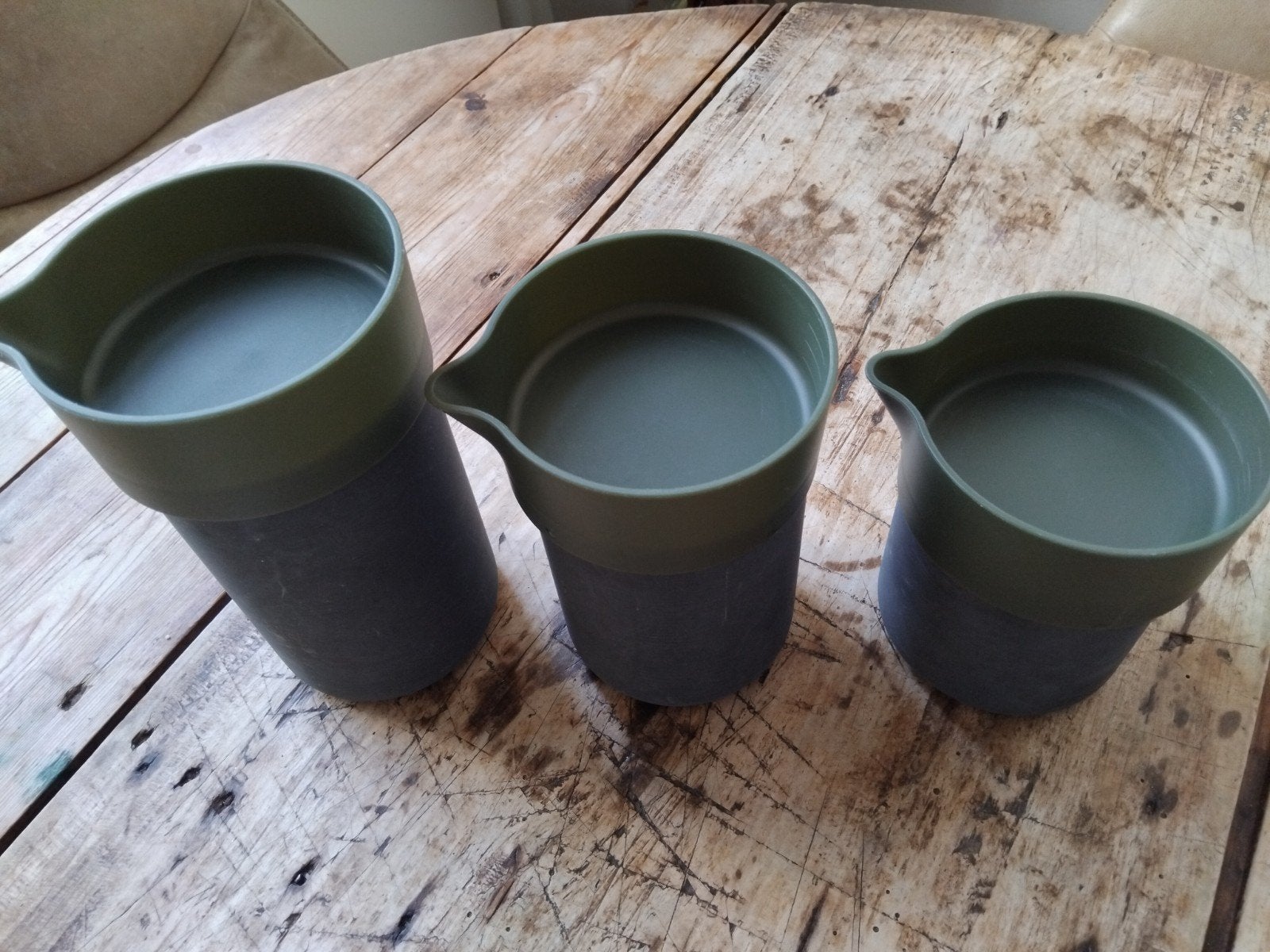 3 Royal VKB voorraadbussen, cipres groen, 12, 15, 19 cm, Ophalen of Verzenden, Voorraadpot, Metaal, Overige merken