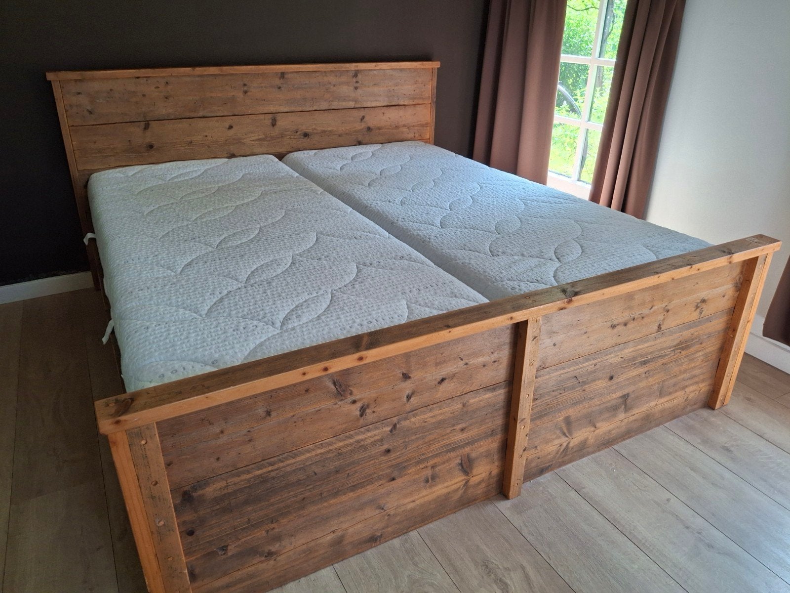Handgemaakt steigerhouten bed 180x200 | Zeer stevig | Goede, Huis en Inrichting, Slaapkamer | Bedden, Ophalen, Tweepersoons, Steigerhout