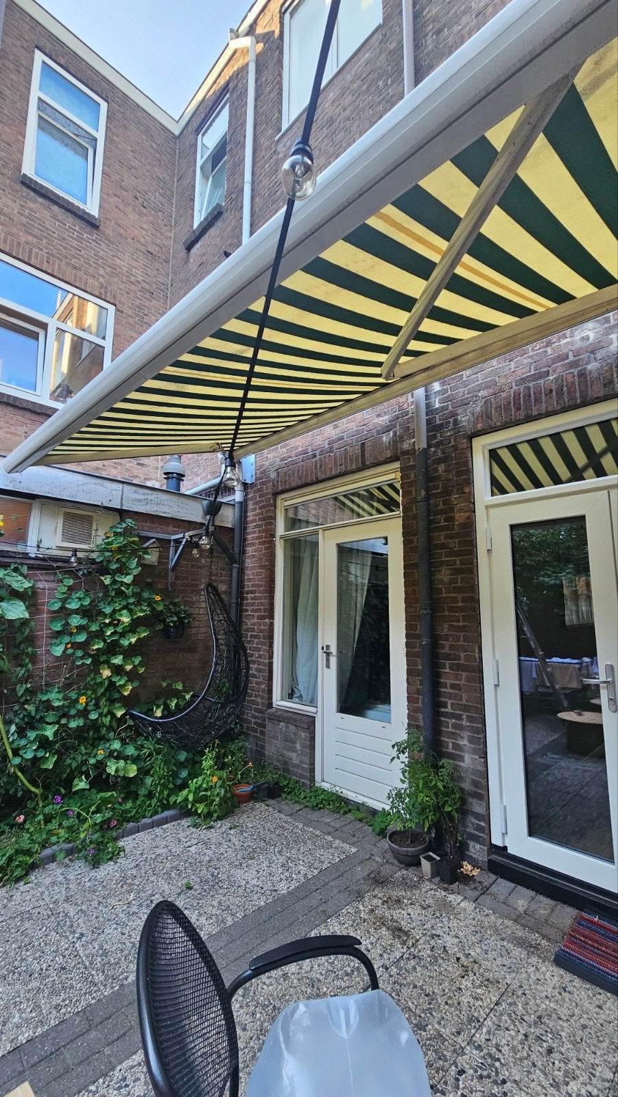 Elektrisch Knikarmscherm 300x380cm met afstandbediening, Ophalen, Gebruikt, Elektrisch, 250 cm tot 450 cm