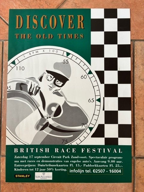 originele poster Circuit Zandvoort British Race Festival, Ophalen of Verzenden, Gebruikt, Auto's