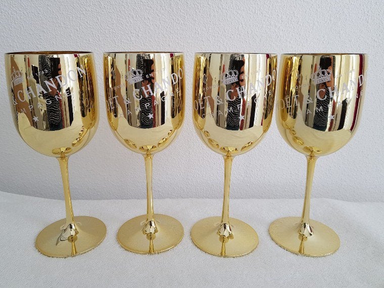 Moet&Chandon Giftpack 4 Gouden Champagne Glazen., Verzamelen, Glas en Borrelglaasjes, Ophalen of Verzenden, Nieuw, Overige typen