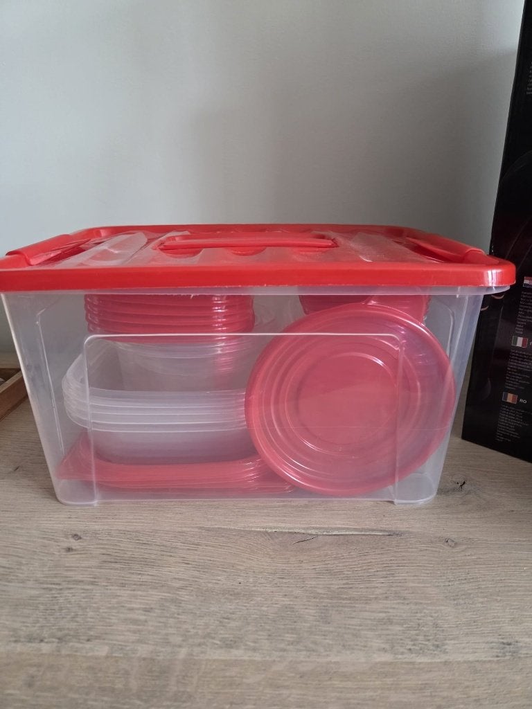 Vershoudbakjes plastic - met deksel - 27 delig, Kunststof, Nieuw, Ophalen of Verzenden, Voorraadpot