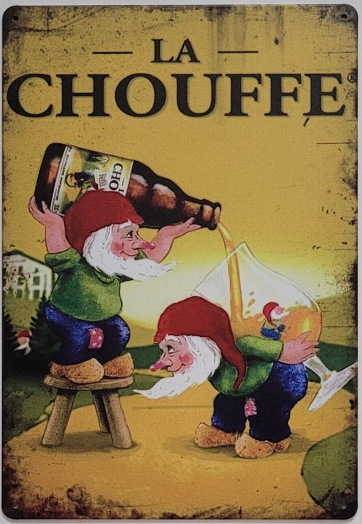 La Chouffe bier kabouter reclamebord van metaal wandbord
